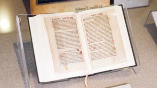 A Bible sits in Cedarville's display case